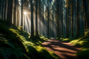 Beautiful forest landscape on a sunny day