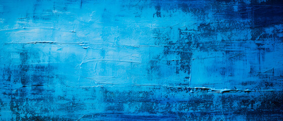 Obraz premium Bright blue abstract wall, textured like organic landscapes. Monochromatic depth, distressed surfaces, ideal for large canvas paintings. Realistic, industrial texture