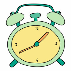 alarm clock hand drawn doodle style pastel color 