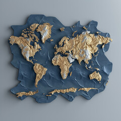 Explore the beauty of a 3D world map adorned with Kintsugi, merging geography and art in a captivating stock photo