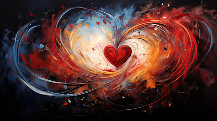 Obraz premium Visual Poetry of Hearts Abstract Elegance Background Ai Generative