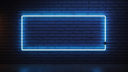 blue neon tube frame background banner - 720223599
