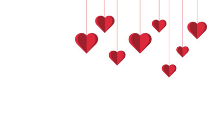 Red paper hearts on white background