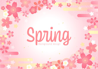 Fototapeta na wymiar 桜のイラストが美しい春の背景デザイン