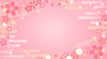 桜のイラストが美しい春の背景デザイン