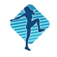 Silhouette of slim female doing exercise. Silhouette of a sporty woman doing gym workout pose. 