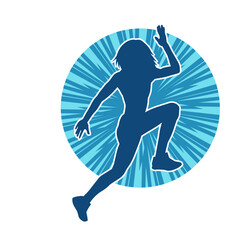 Silhouette of slim female doing exercise. Silhouette of a sporty woman doing gym workout pose. 