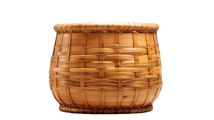 Bamboo basket isolated on transparent and white background.PNG image.	