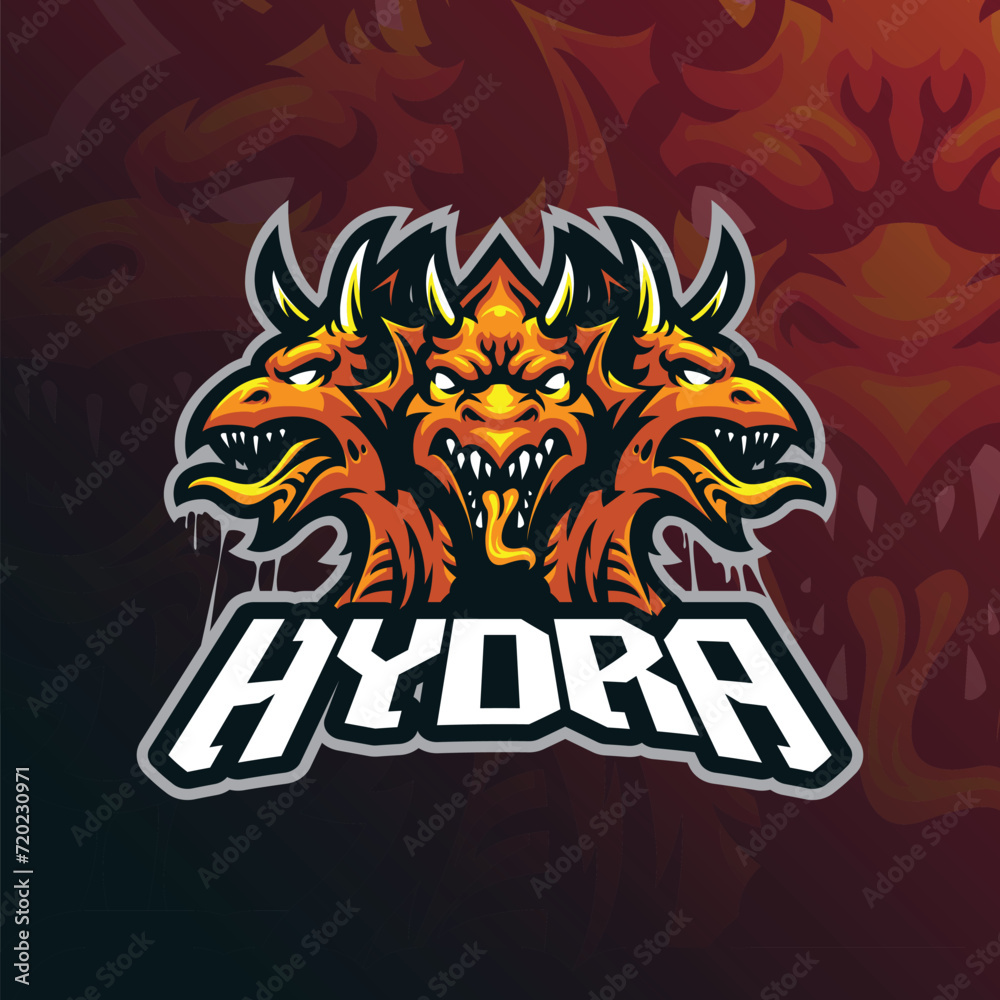 Wall mural hydra mascot logo design vector with modern illustration concept style for badge, emblem and t shirt