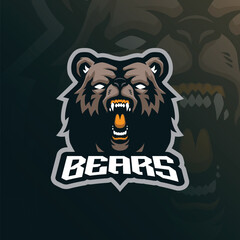 Bears mascot logo design vector with modern illustration concept style for badge, emblem and t shirt printing. Bear head illustration for sport an esport team.