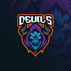 Devils mascot logo design vector with modern illustration concept style for badge, emblem and t shirt printing. Devils head illustration for sport an esport team.