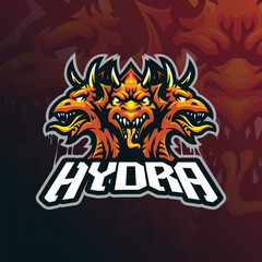 Hydra mascot logo design vector with modern illustration concept style for badge, emblem and t shirt printing. Angry hydra illustration for sport and esport team.