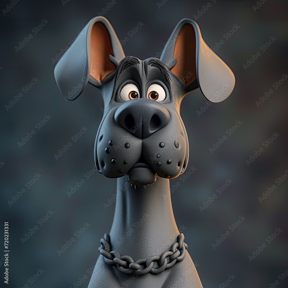 Wall mural Great Dane, 3d, clay, black background