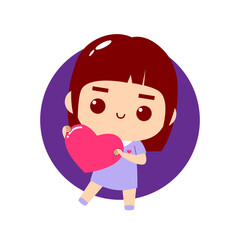 Cute girl holding heart with love