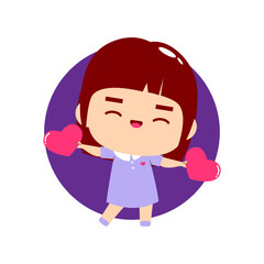 Cute girl holding heart with love