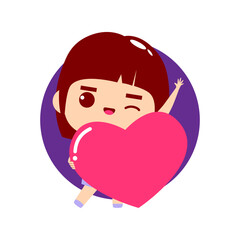 Cute girl holding heart with love
