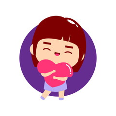 Cute girl holding heart with love