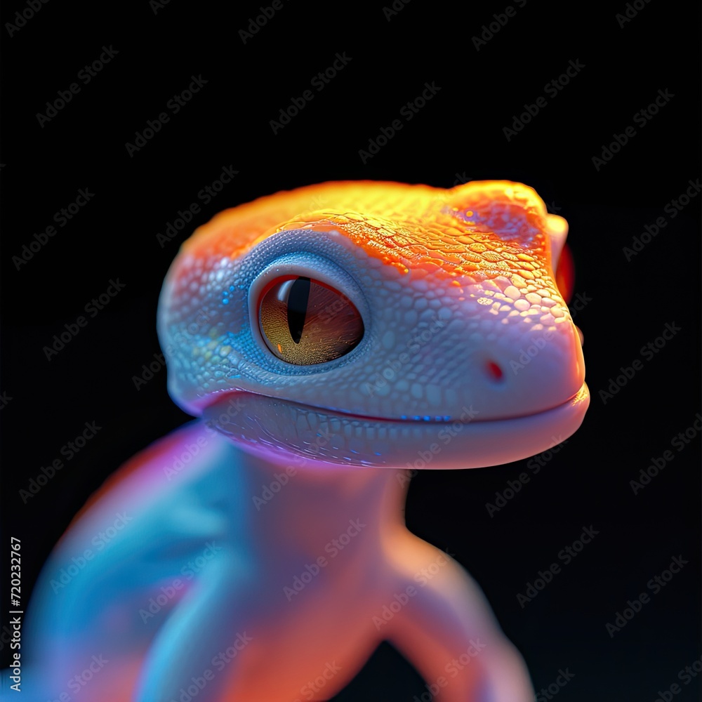 Wall mural Cute Lizard, blue eyes, front view