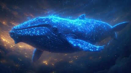Fototapeta premium cartoon style, blue whale