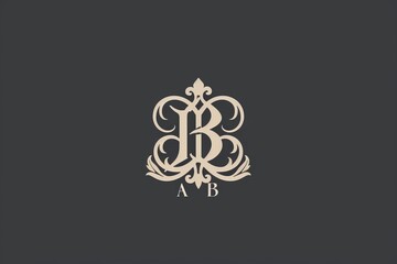 Regal elegance embodied in a striking monogram, featuring a bold black backdrop and a majestic crown emblem, exuding artful design and symbolizing royalty