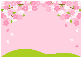 桜の花が美しい春の桜フレーム背景21桜色
