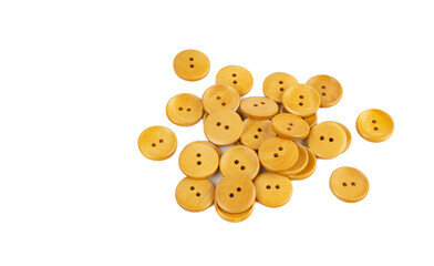 Bunch of wooden buttons on a white background
