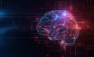 Digital Brain Concept: Futuristic Illustration of Human Mind
