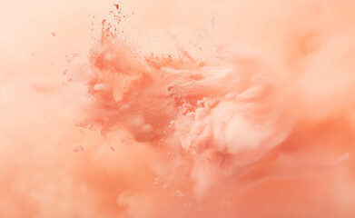 Peachy Elegance: Abstract Cosmetic Powder Explosion