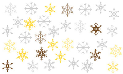 Snowflake pattern. Pattern of multi-colored snowflakes. Snowflakes of different geometric shapes. Vector illustration EPS10.