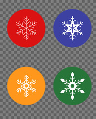 Colored balls and snowflake. Multi-colored colored Christmas balls. A large snowflake is located in the center of the balls. Vector illustration EPS10.
