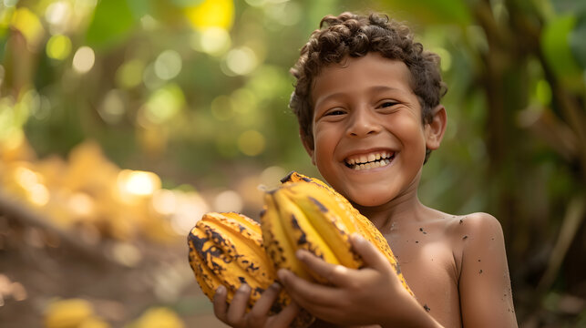 Sorriso de Chocolate: A Alegria de Uma Crian&ccedil;a com Frutas de Cacau
