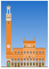 Obraz premium Siena Town Hall with Torre del Mangia Bell Tower