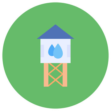 Water Tower icon vector image. Can be used for Firefighter.