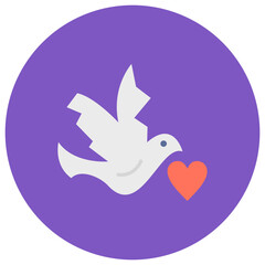 Dove with Heart icon vector image. Can be used for Wedding.