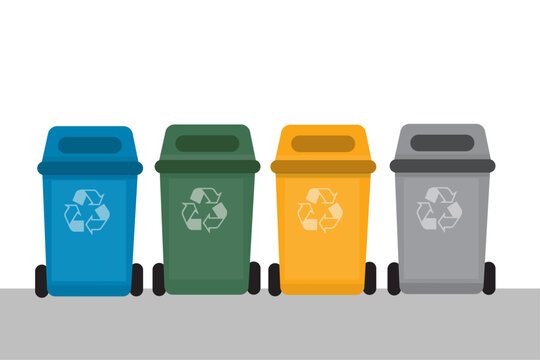 vector illustration of recycle bin set. 