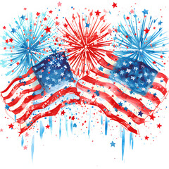 Fourth of july celebration isolated on white background, cinematic, png
