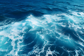 Fototapeta premium Powerful foamy sea waves rolling and splashing over water surface