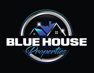 Blue Real Estate Business Home Logo Design Template