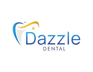 Dazzle Gold Blue Dental Care Logo Design Template