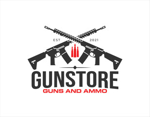 Modern Gun Store Ammo Business Logo Design Template - obrazy, fototapety, plakaty