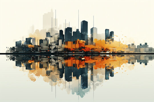 architecture abstract, 3d illustration, reflection, background