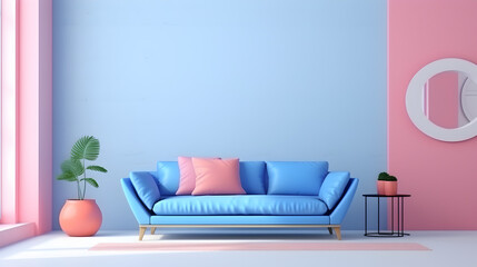 Blank frame mockup for artwork or print on pastel blue wall with blue couch copy space Interior design,,
Blue Wall and Couch with Space for Your Artwork"