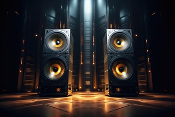 Highend loudspeakers for recording studio, home theater, and concerts. - obrazy, fototapety, plakaty