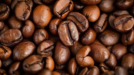 Background with coffee beans. The process of making coffee.