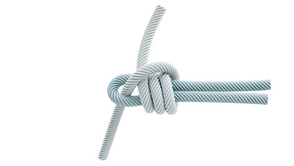 rope string with sheet bend knot 3D rendering
