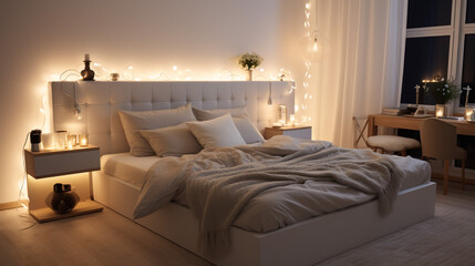 Bedroom interior for modern & loft - 3D render
