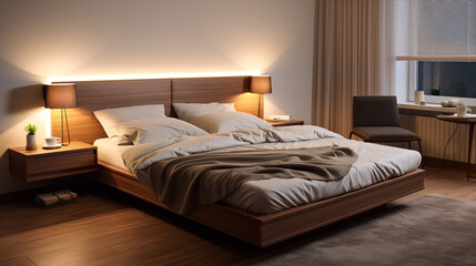 Bedroom interior for modern & loft - 3D render

