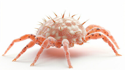 Small isolated mite insect on white background.