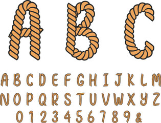 Rope Letters alphabet from a z - obrazy, fototapety, plakaty