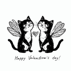 Cat  Love I love you darling sweet charm kiss your heart Happy Valentine's Day